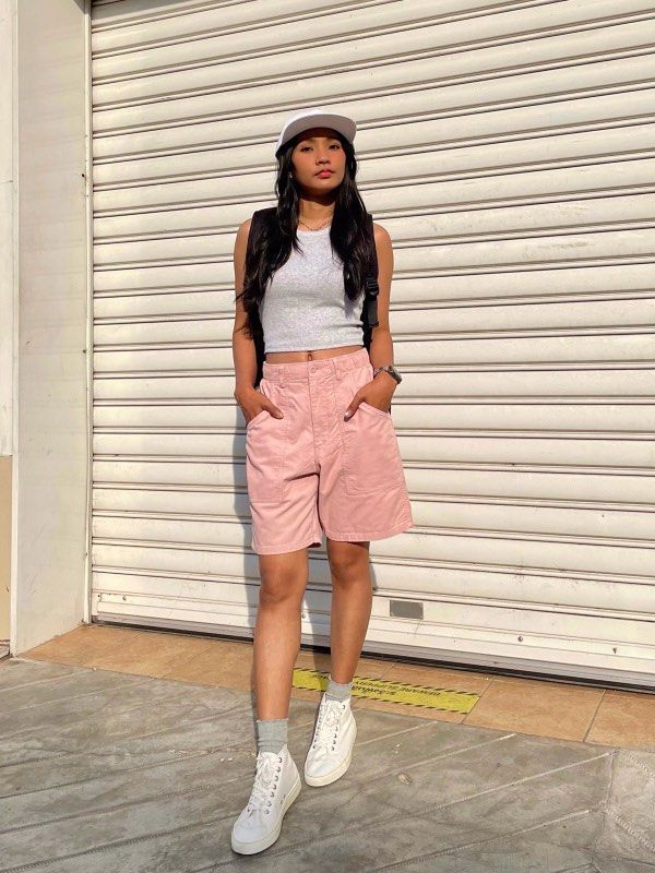 Pink corduroy shorts on sale