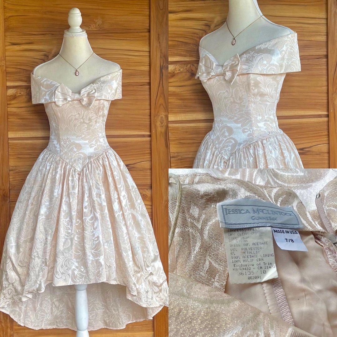 Vintage 90s Gunne Sax by Jessica McClintock Peach Champagne Brocade Formal  Dress, Women's Fashion, Dresses & Sets, Evening dresses & gowns on Carousell