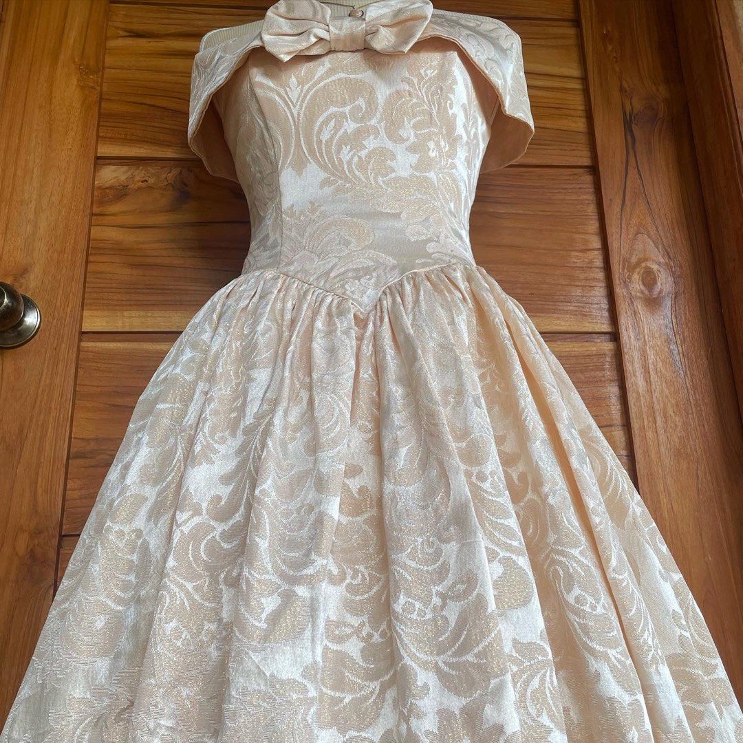 Vintage 90s Gunne Sax by Jessica McClintock Peach Champagne Brocade ...