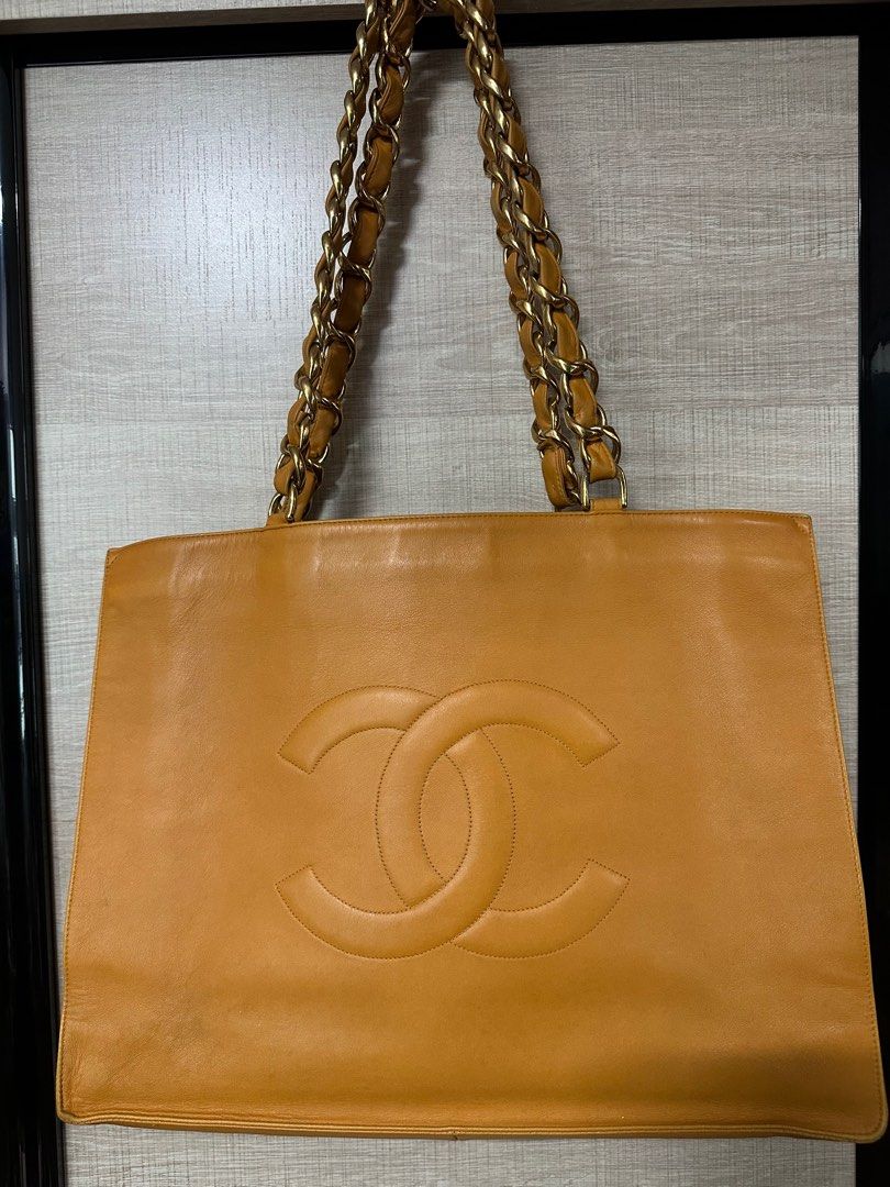 Chanel Vintage Calfskin CC Chain XL Shopper Tote