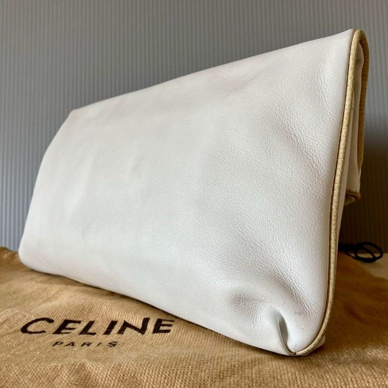 CELINE - CLUTCH WITH CHAIN IN TEXTILE WITH TRIOMPHE EMBROIDERY BLACK,  Women's Fashion, Bags & Wallets, Clutches on Carousell