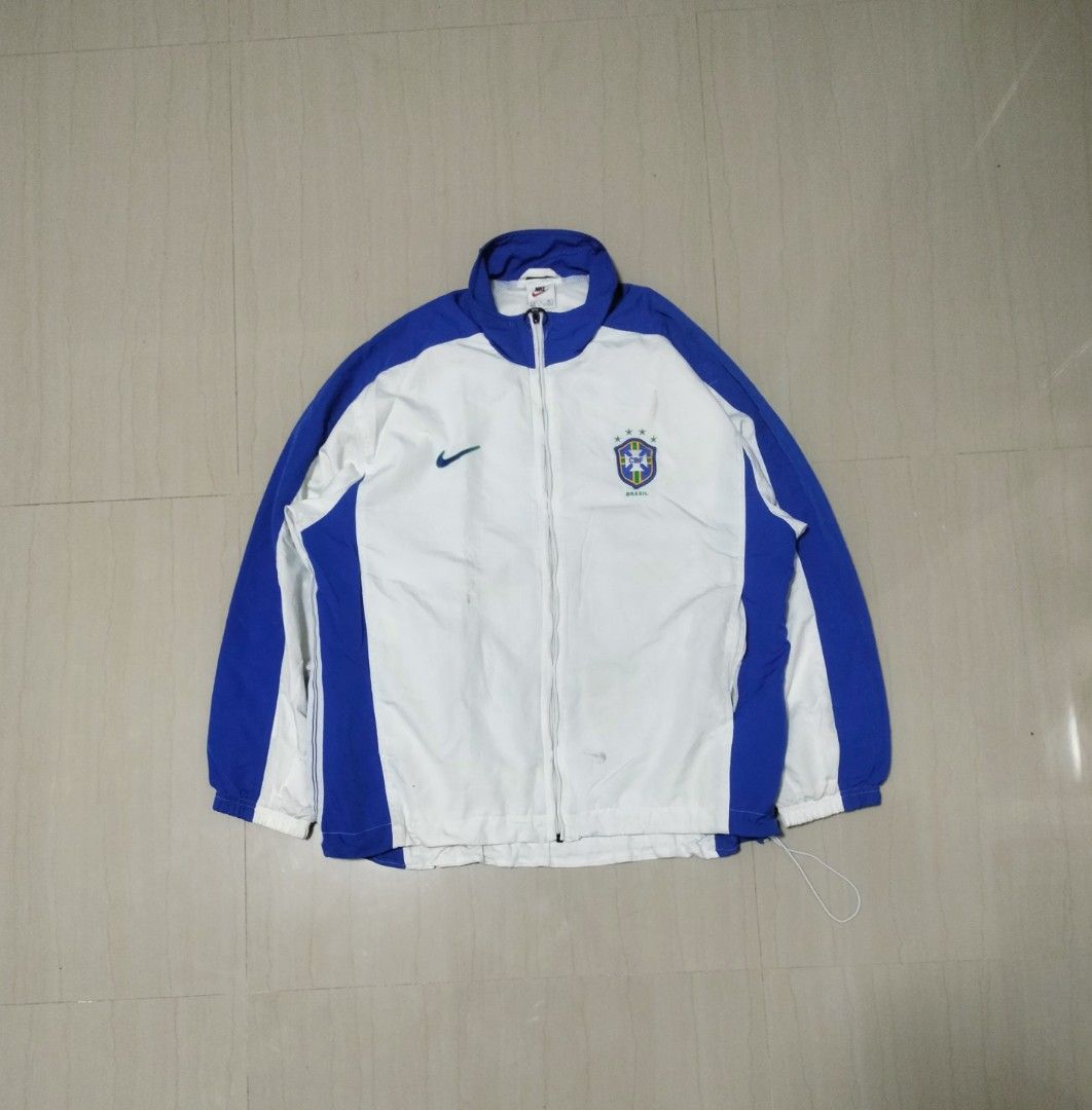 Adult White & Blue Brazil Track Top