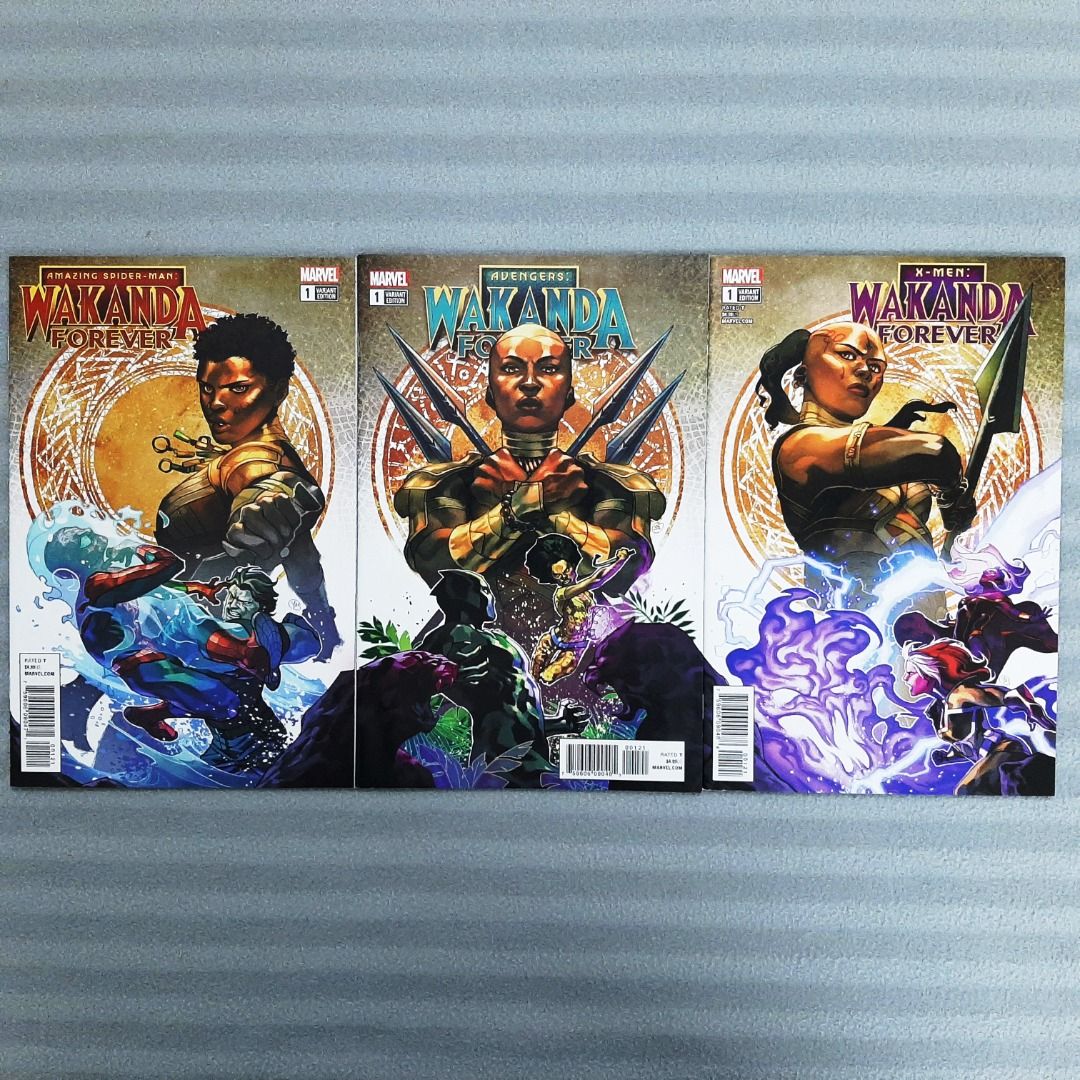 Wakanda Forever 3/3 Yasmin Putri Connecting Cover Variant (Complete Set)  Marvel Comics (Spider-Man, X-Men, Avengers), Hobbies & Toys, Books &  Magazines, Comics & Manga on Carousell