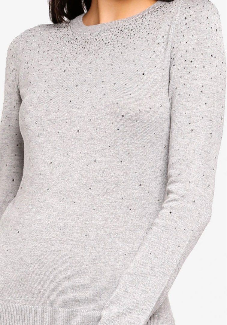 Warehouse diamante online embellished jumper