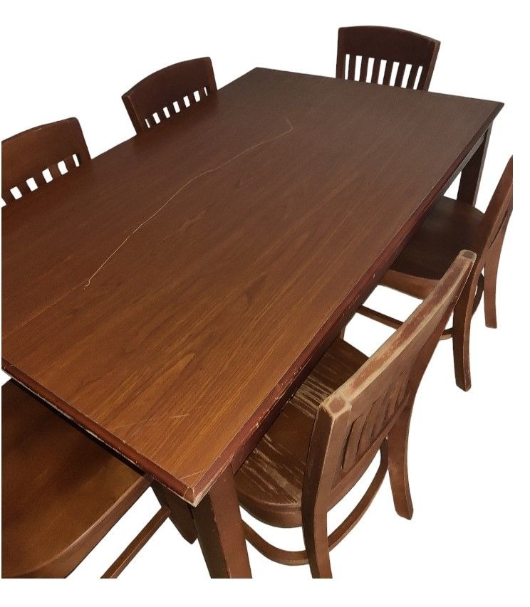 Wooden Dining Table Set for sale 300 (1 table + 6 chairs), Furniture & Home Living, Furniture