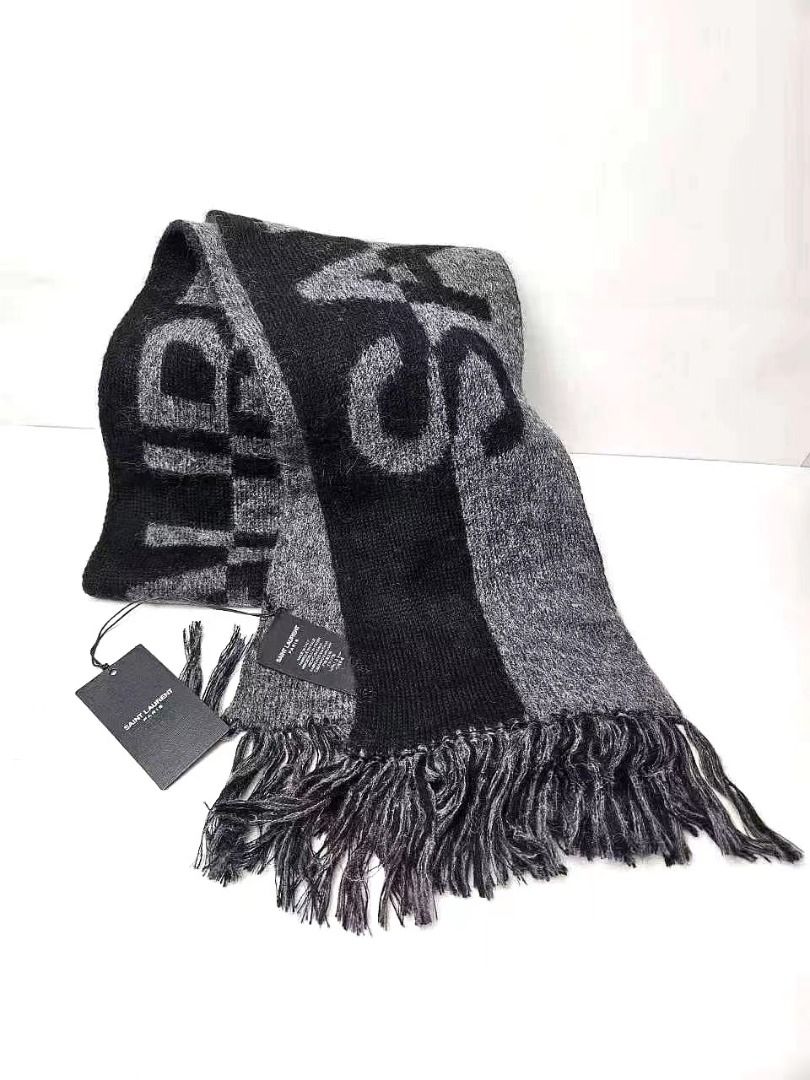 Yves Saint Laurent Signature Scarf for Unisex in Black/Dark