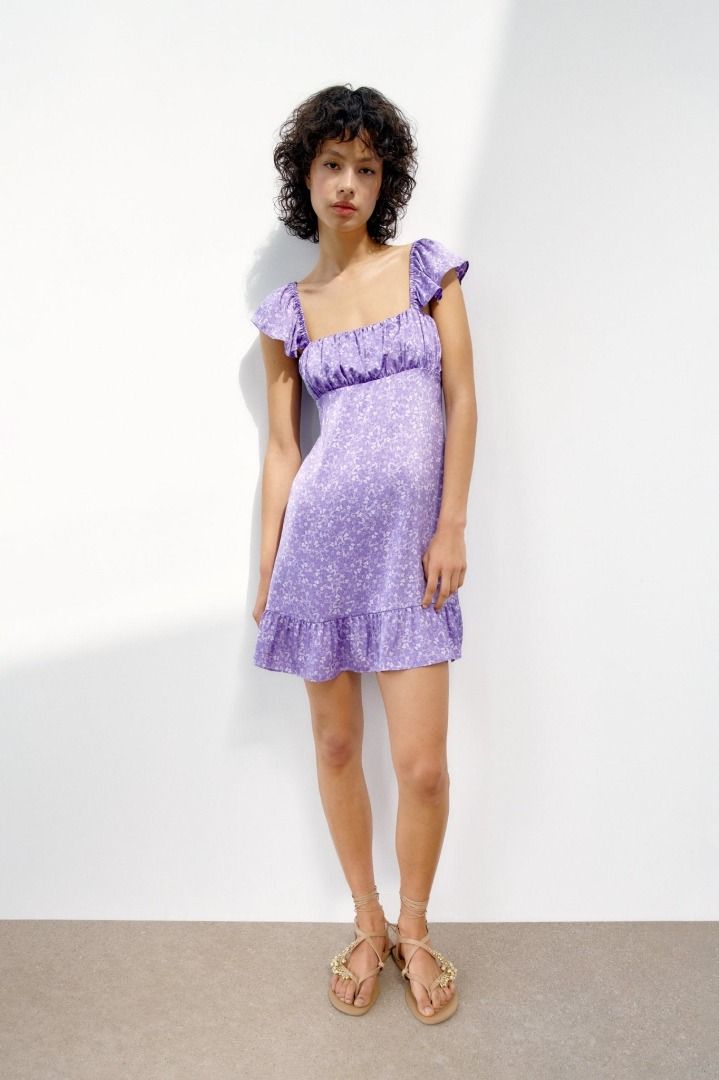 open lace back dress ZARA | PURPLE