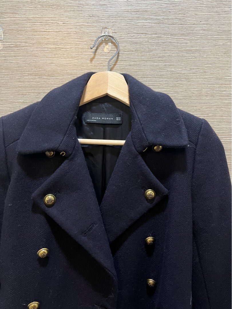 Zara navy hot sale coat womens