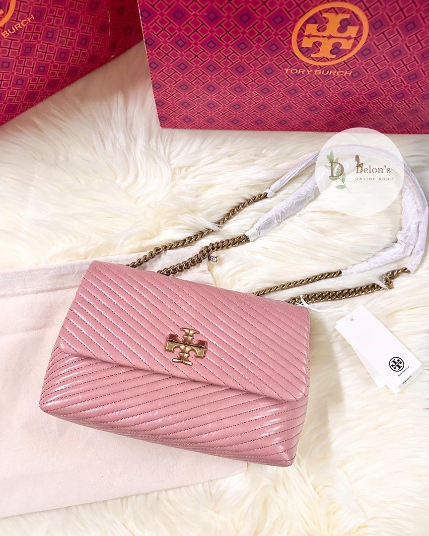 Tory Burch Kira Moto Small Convertible Leather Shoulder Bag in Pink
