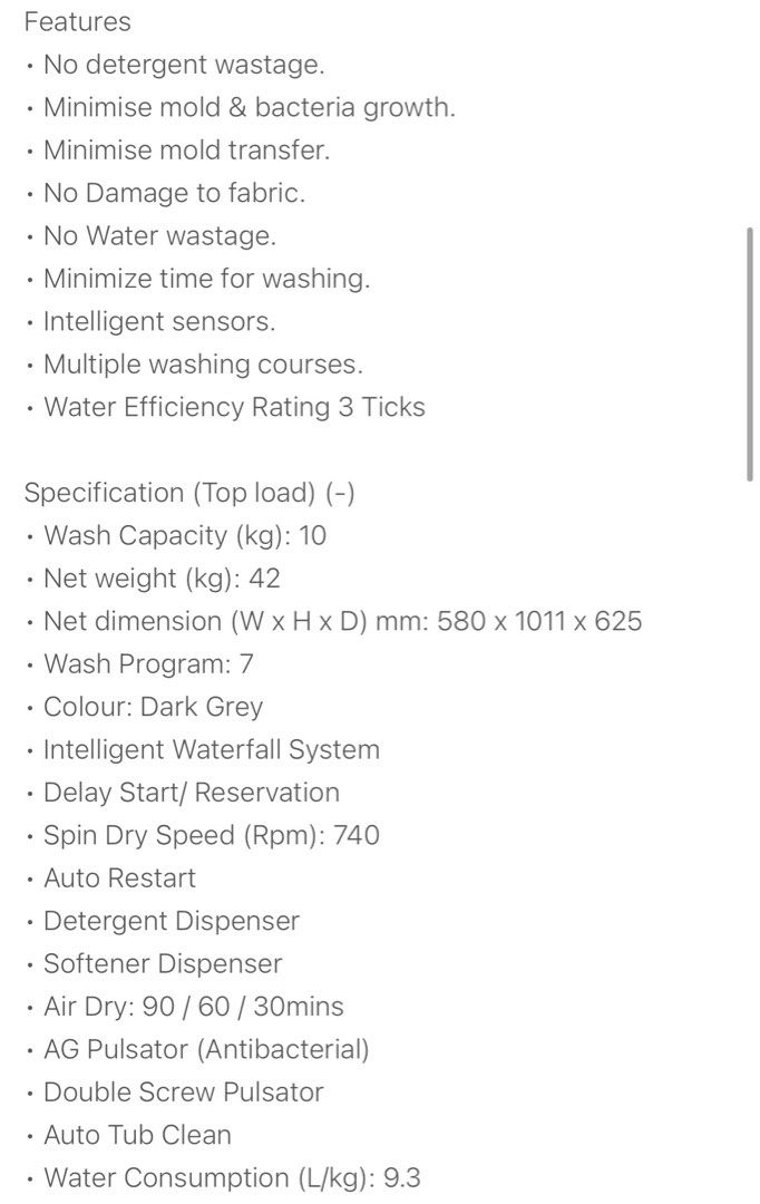 10kg Sharp Washing Machine, TV & Home Appliances, Washing Machines and