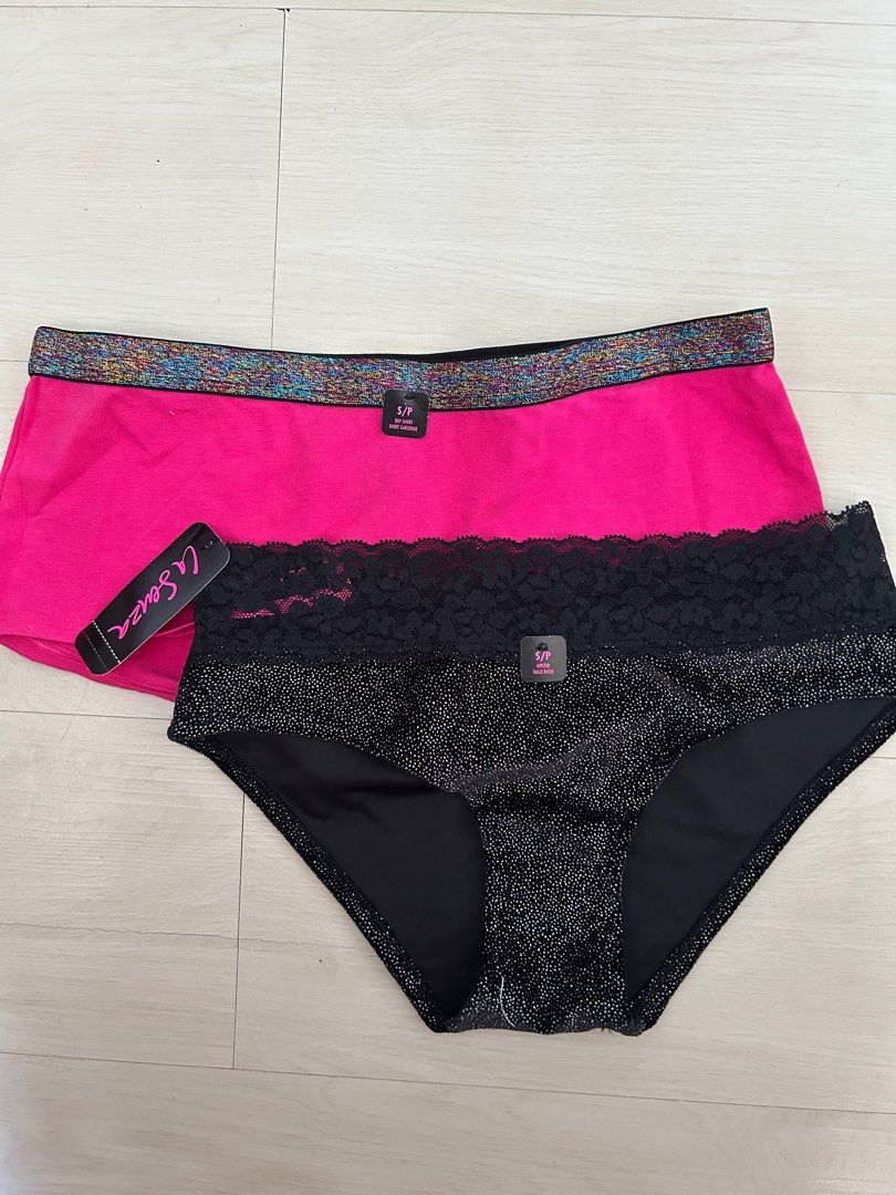 2 pc bundle BNWT LA SENZA fuchsia pink cotton black rainbow velvet sparkly  glitter panties underwear, Women's Fashion, New Undergarments & Loungewear  on Carousell
