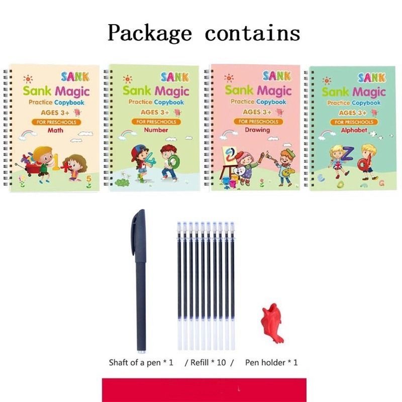 3 Books/Set English Reusable Copybook For Kids Calligraphy