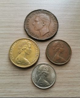 50丶60-80年代澳洲$1丶5丶  2cents&penny 4枚