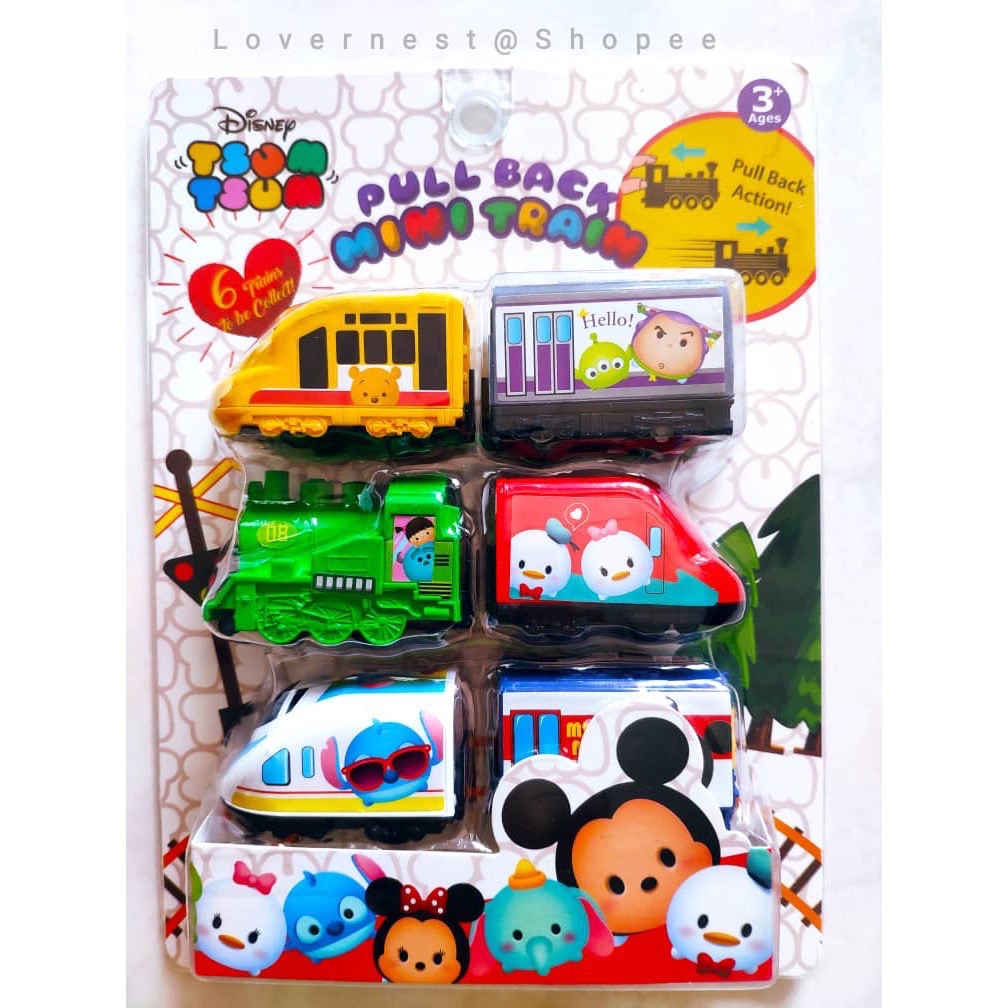 6 In 1 Disney Tsum Tsum Pull Back Mini Train And Cars Set Mickey