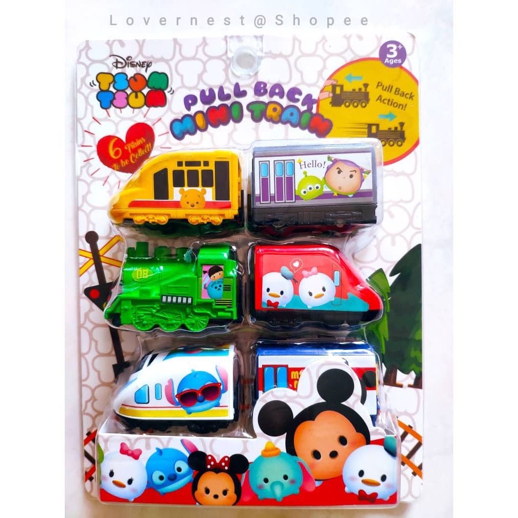 6 In 1 Disney Tsum Tsum Pull Back Mini Train And Cars Set Mickey
