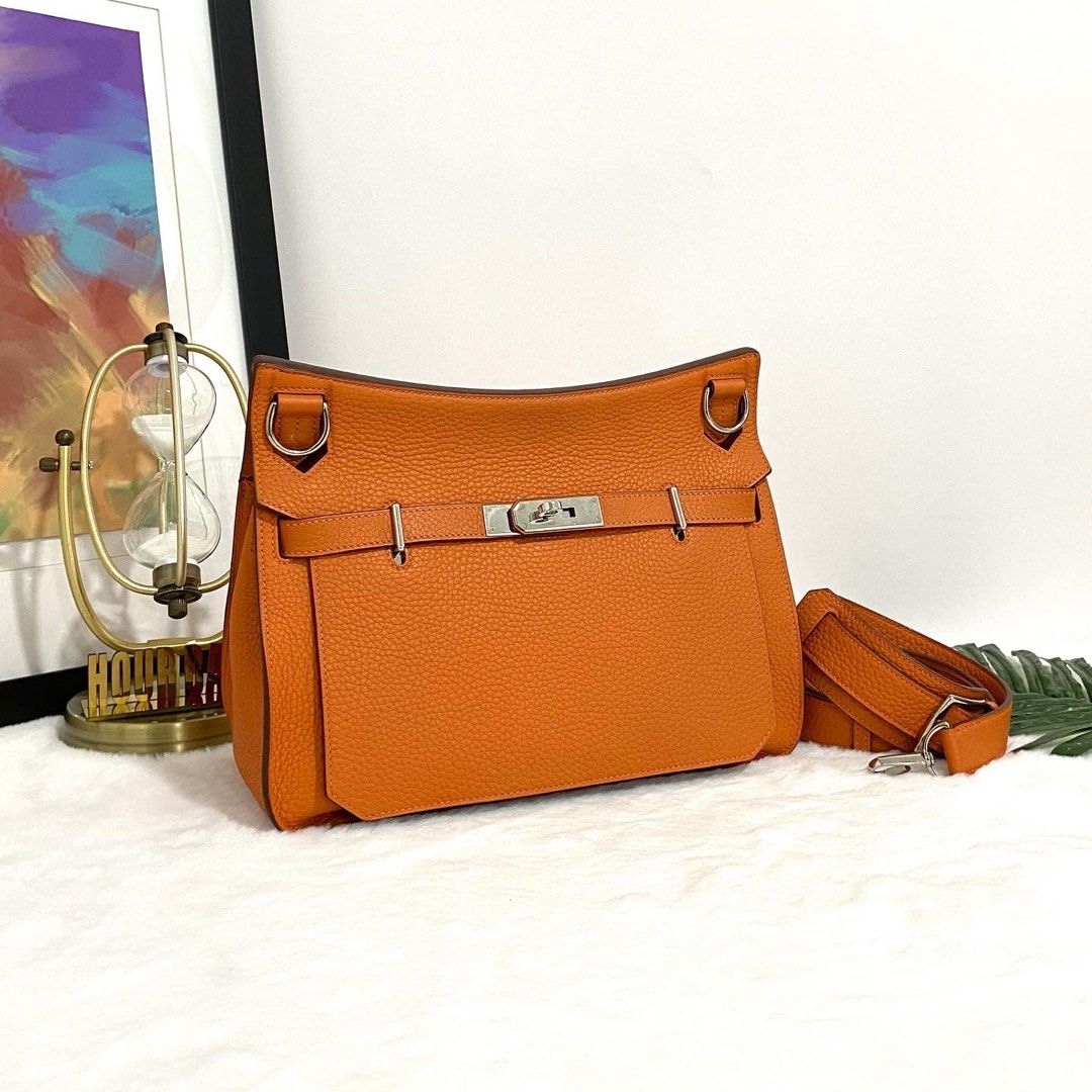 Authentic Hermes jypsiere 28 Orange Color Clemence Leather in