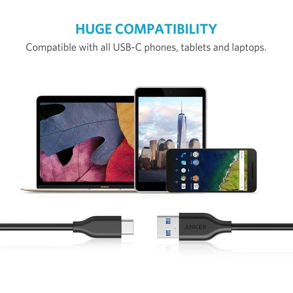 anchor USB-C to USB 3.1 adapter, converts USB-C jack to USB-A female, uses  USB-OTG technology, compatible with Samsung Galaxy Note 8, S8 S8+ S9, iPad