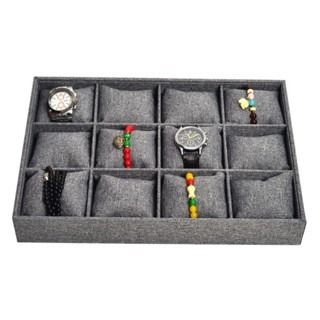STARZ 12 Slots Linen Grey Fabric Tray with Soft Cushion Pillows