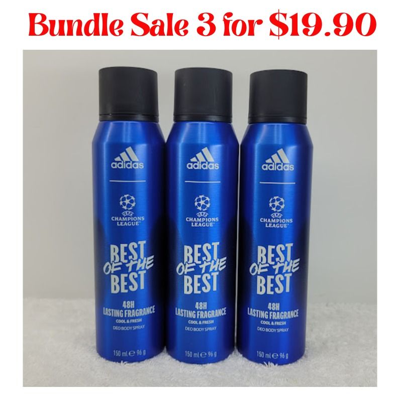 Adidas UEFA Champions League Best of The Best Deodorant Spray for Men 150 ml Bundle Sale 3 for 19.90 x Exp 14.03.2028v