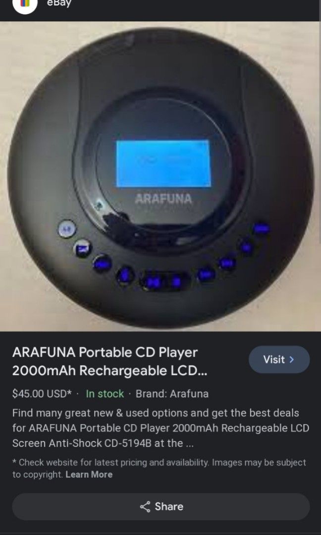 ARAFUNA CD PLAYER, Audio, Portable Music Players on Carousell