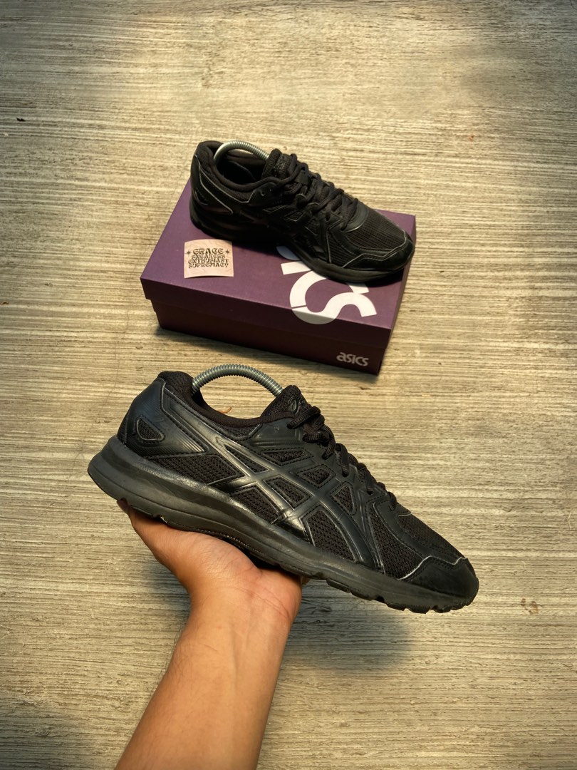 Asics jog 100 black best sale