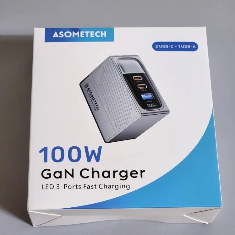ASOMETECH 100W 3-Ports USB Type C GaN Wall Charger, Mobile Phones ...