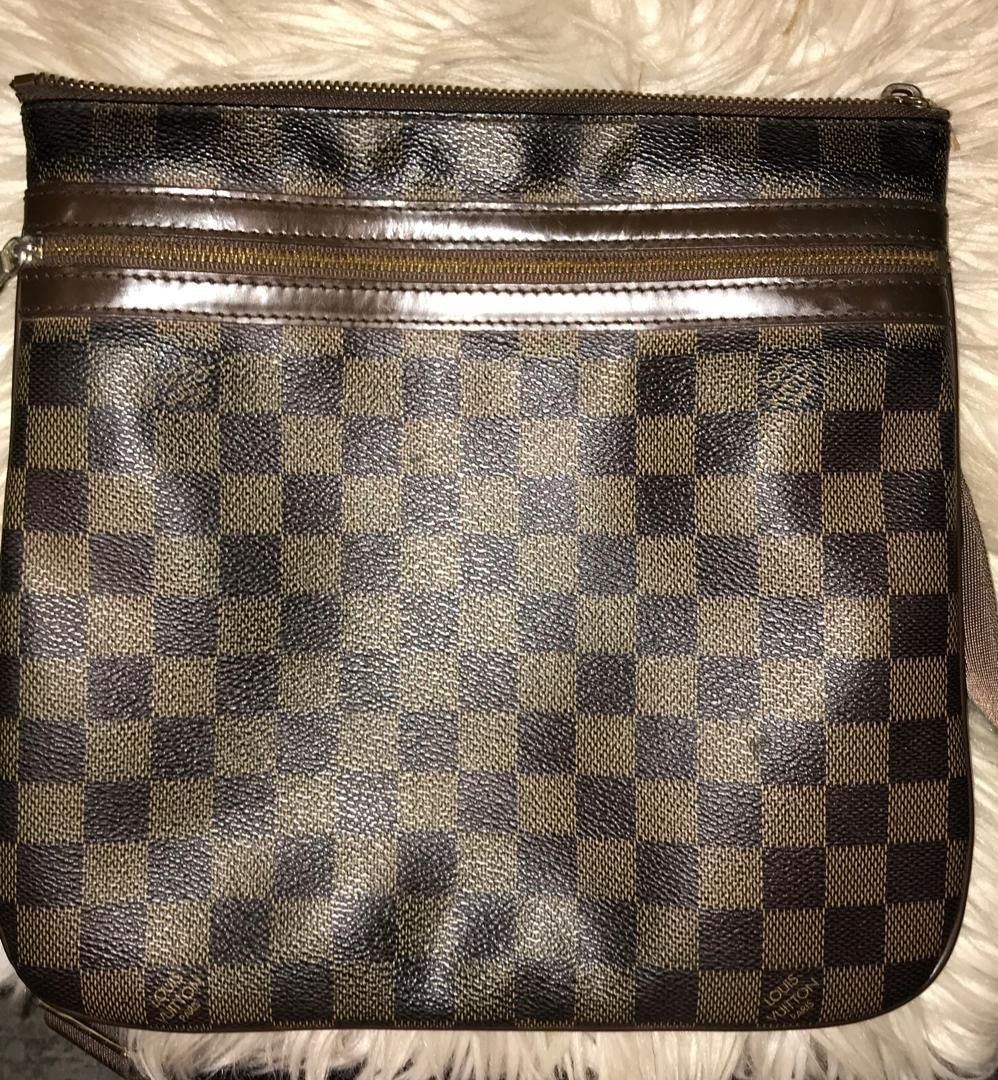 Authenticated Louis Vuitton Damier Ebene Bosphore Pochette Brown