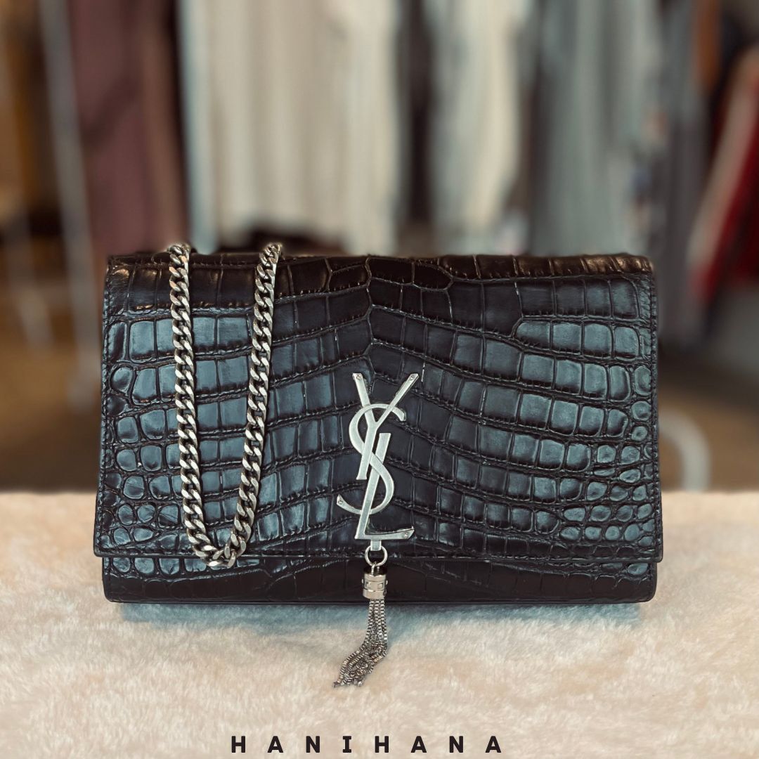 YSL croc sling bag, Luxury, Bags & Wallets on Carousell