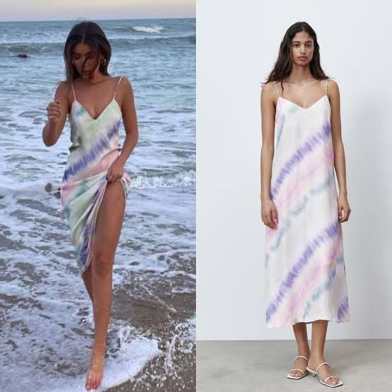 TIE-DYE SATIN EFFECT DRESS