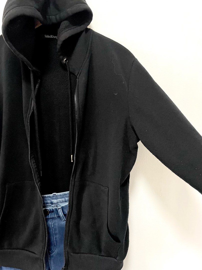 Black Folded Hung Jacket Hoodie
