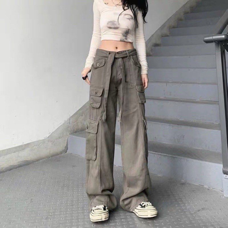 army green parachute pants y2k, Women's Fashion, Bottoms, Other Bottoms on  Carousell