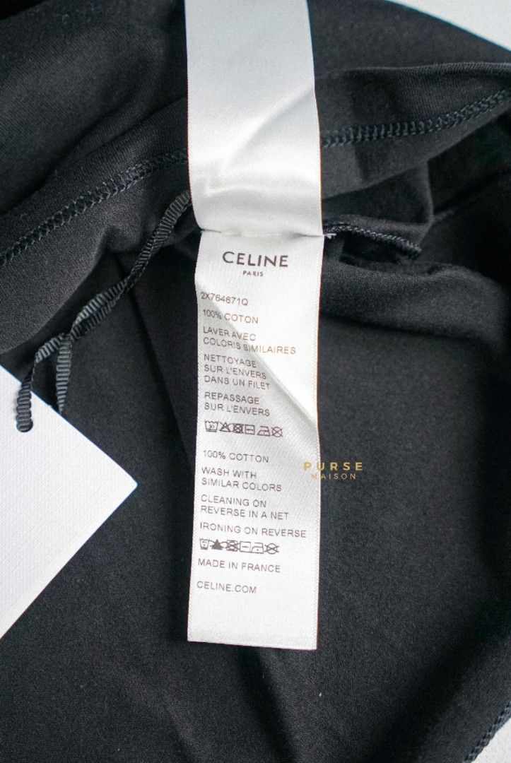 Celine Loose T-Shirt in Cotton Jersey - White / Black - Size : Xxs - for Women