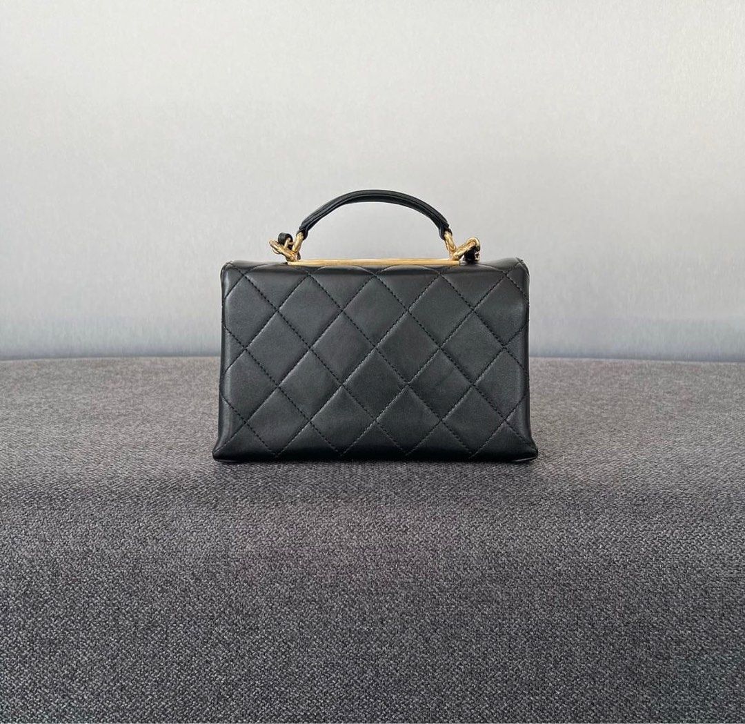 Chanel Trendy Spirit Top Handle Small Lambskin Black Mghw