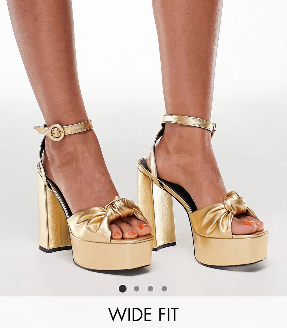 Gold platform heels wide fit outlet