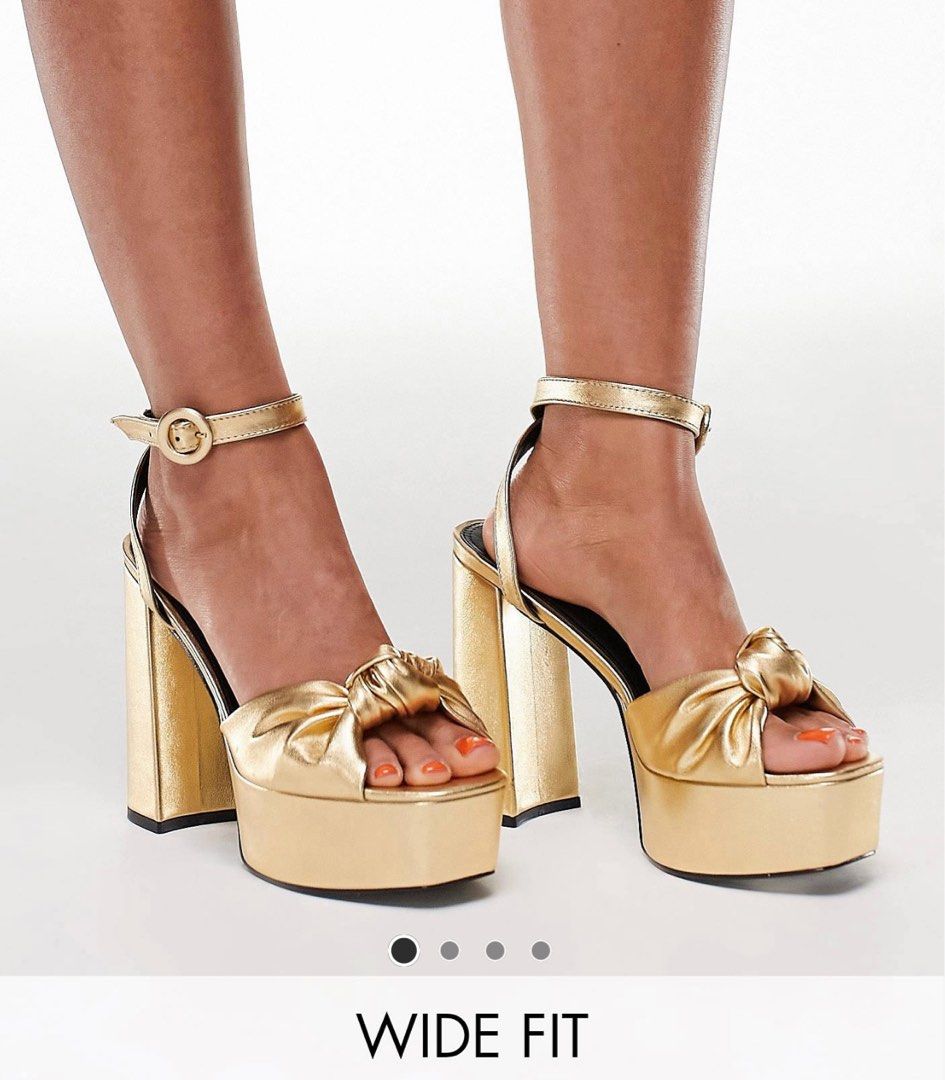 Chunky Gold Platform Sandals wide fit