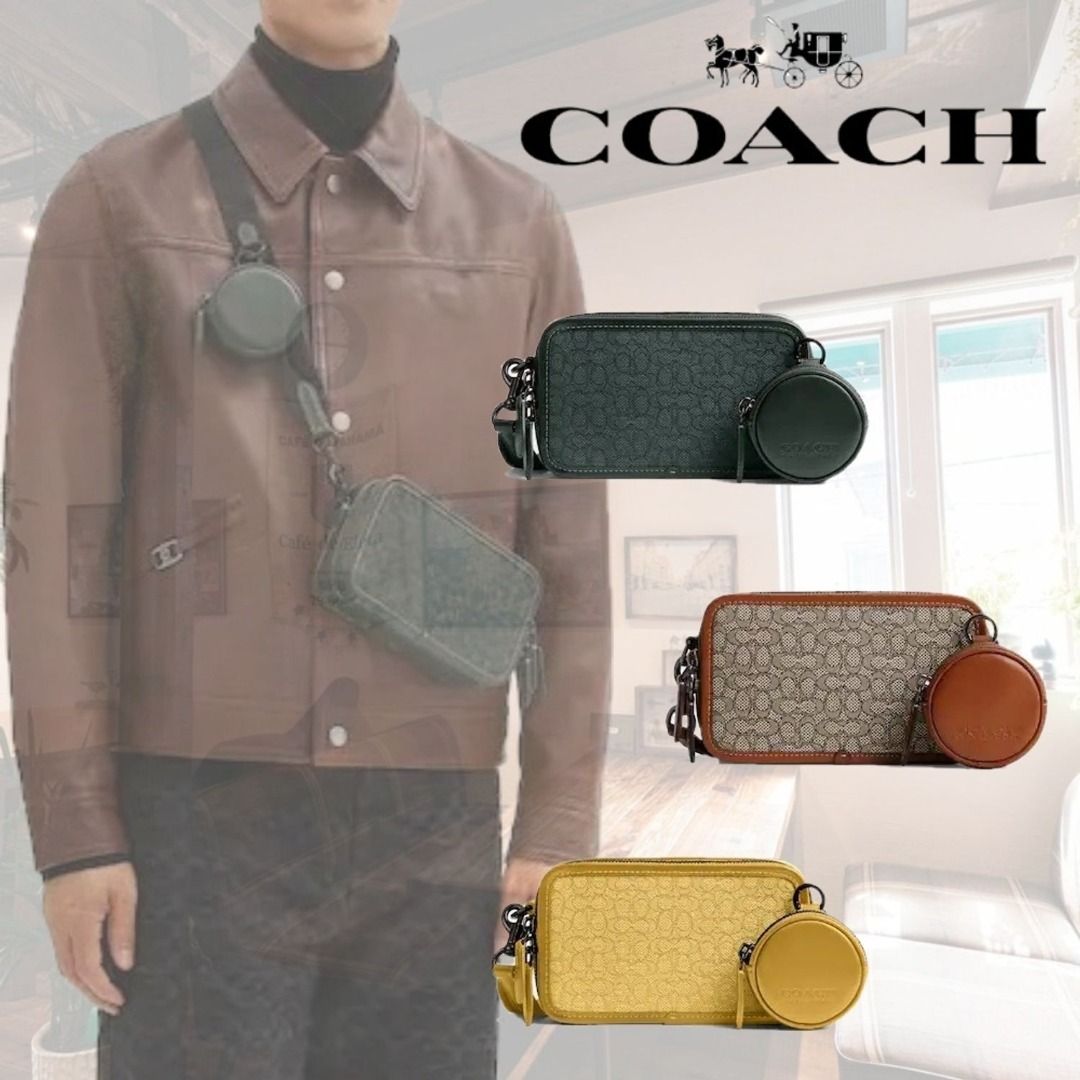 Coach Charter Slim Crossbody In Micro Signature Jacquard (Men Messenger ...