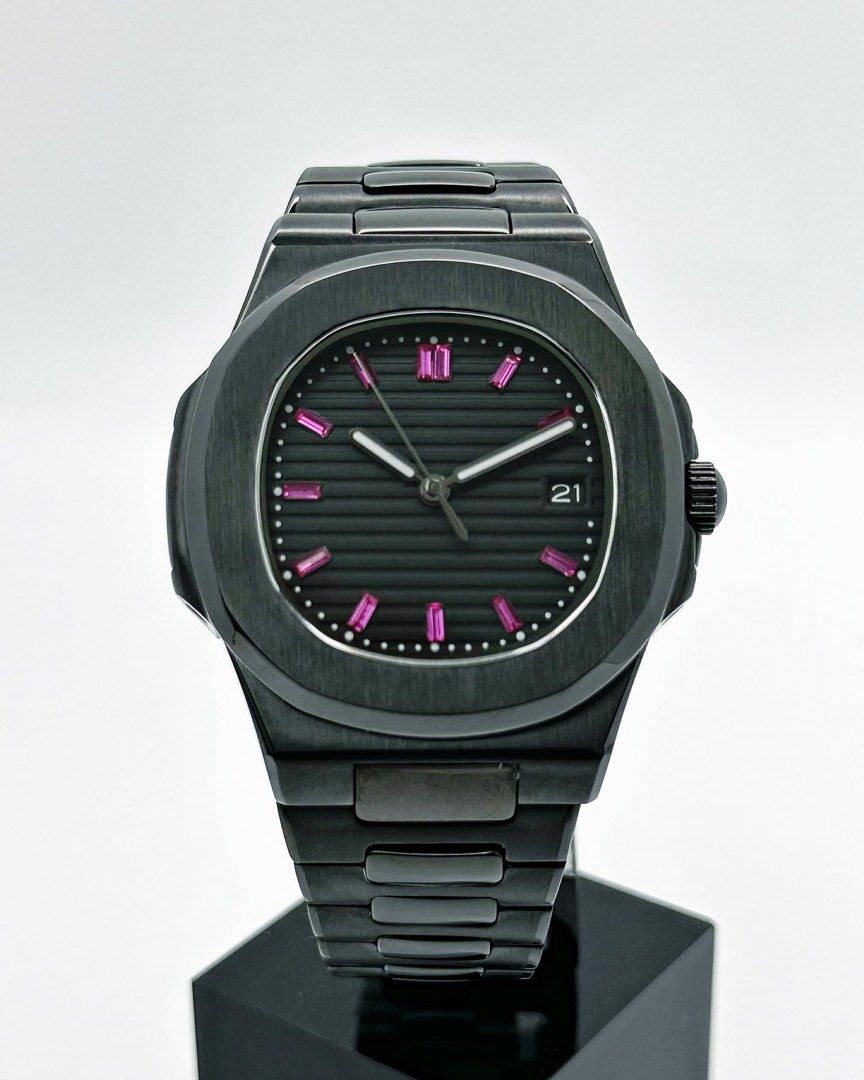 Custom Seiko Mod Black Panther Nautilus 40mm Men s Fashion