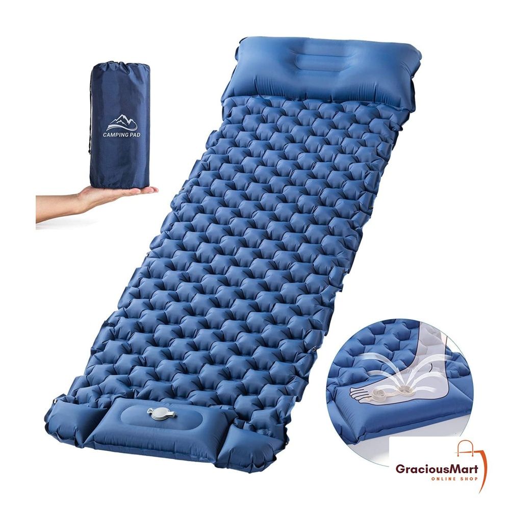 Inflatable camping mattress double outlet