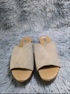 Feminine Cafe Brown Leather Slide Sandals