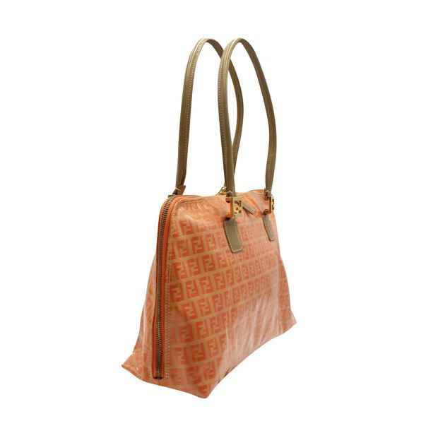 Fendi PVC Tote Bag in PVC Silver Hardware Coral Luxury Bags