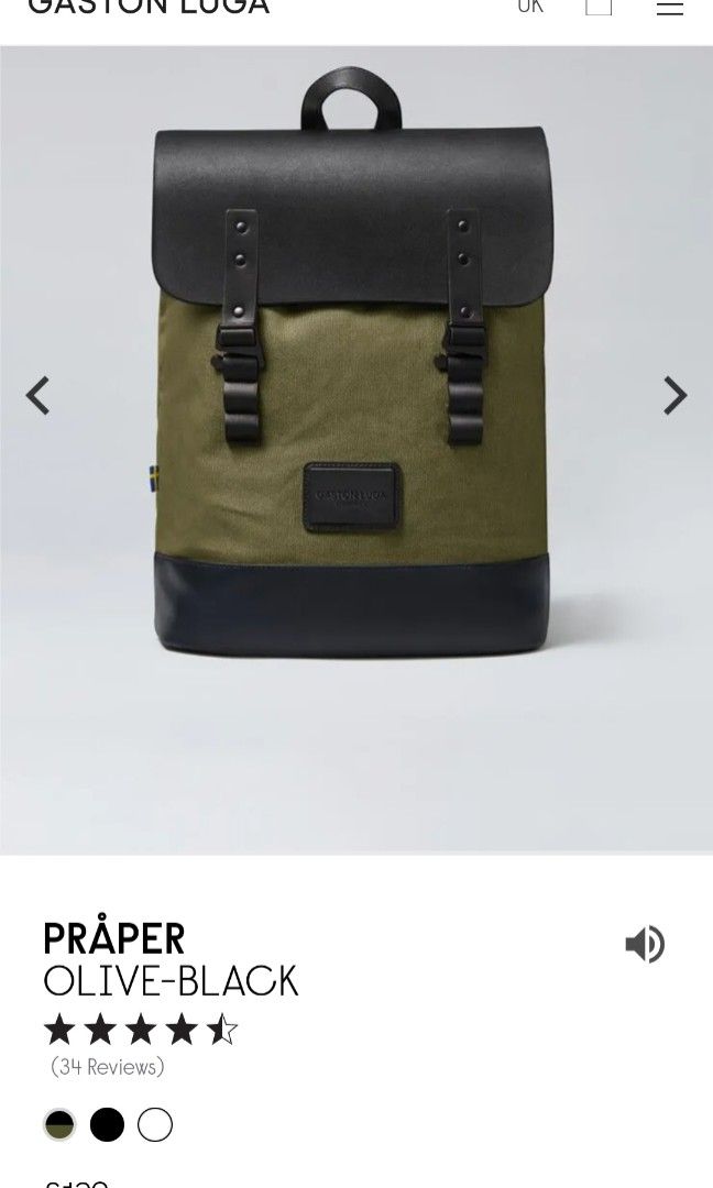 Gaston Luga Pr per Backpack Olive green. Original Price 129 Euro