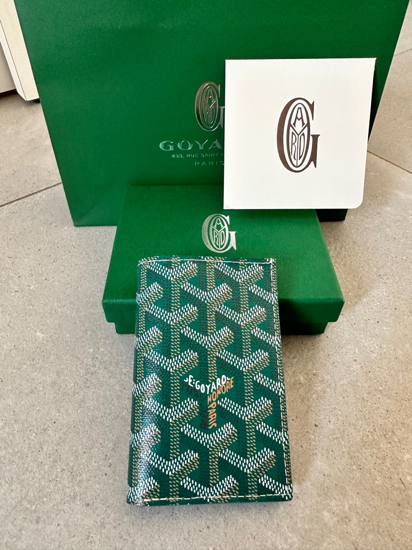 goyard card holder green