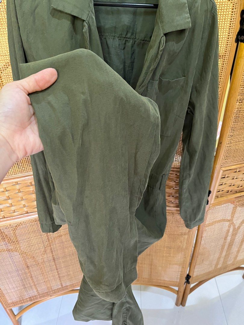 Green suede jumpsuit shop