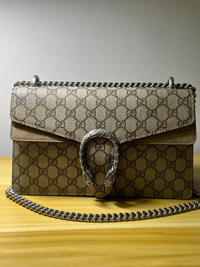 GUCCI Dionysus small embellished printed coated canvas and suede