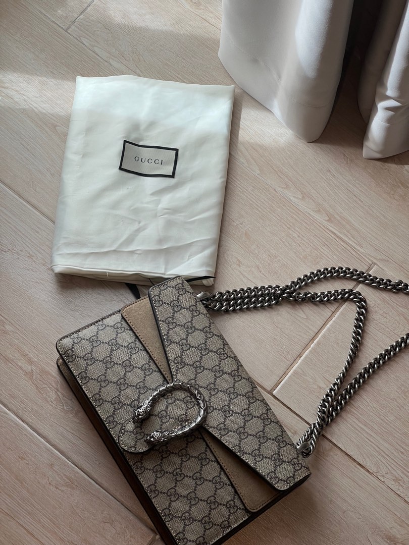 GG Supreme Dionysus Small Shoulder Bag With Beige Detail