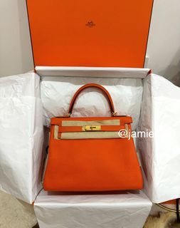 Hermes Sac A Depeche Etain Togo stamp M, Luxury, Bags & Wallets on Carousell