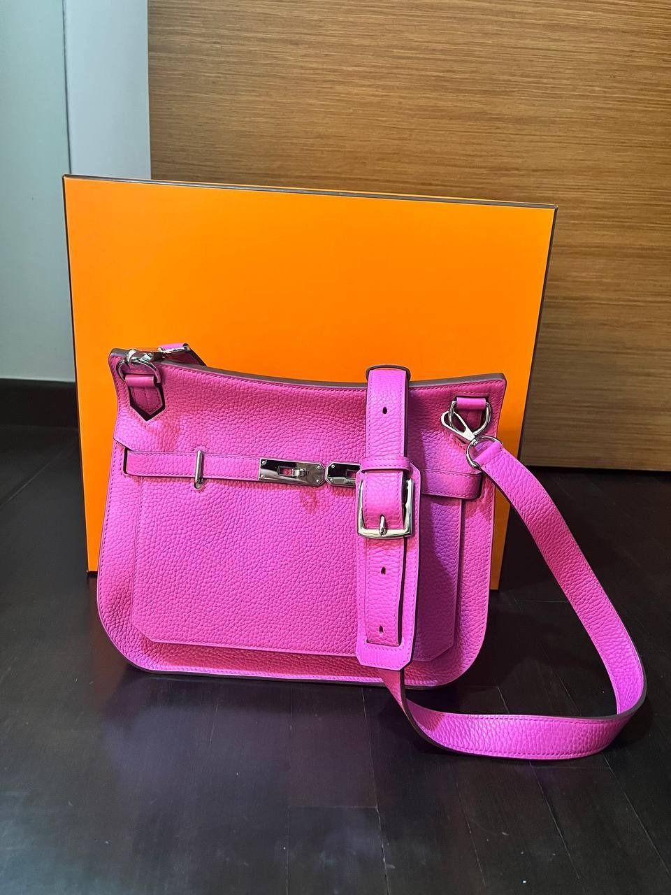 Hermes Rouge Pivoine Togo Leather Jypsiere 28 Bag