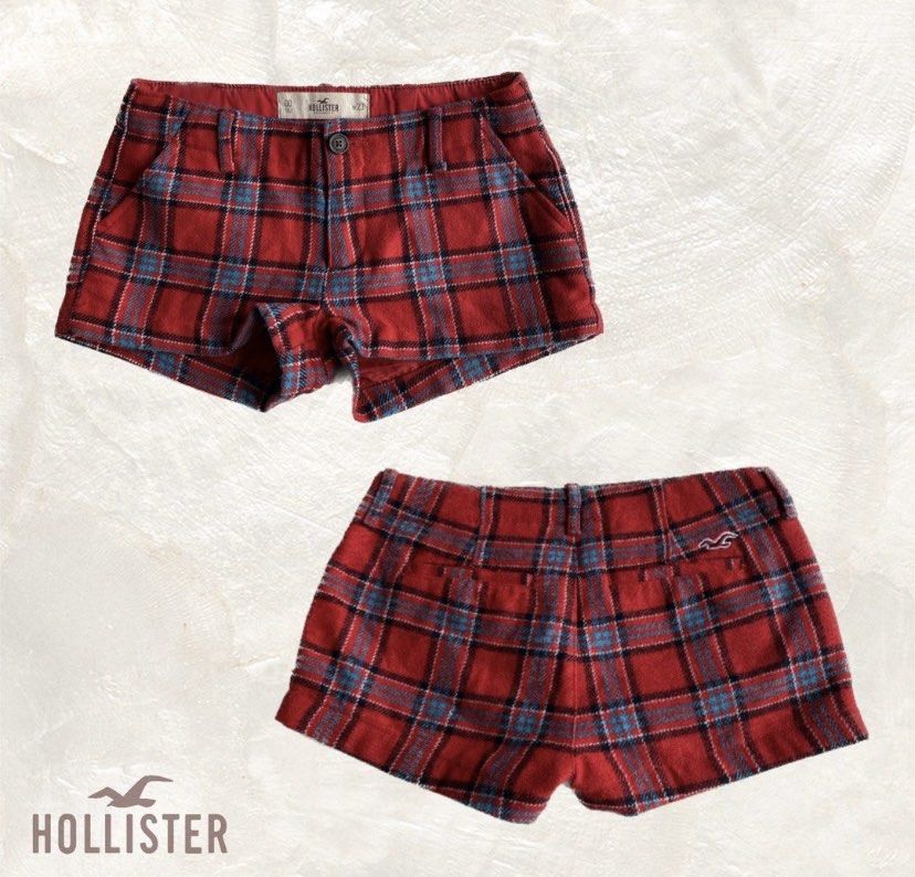 Hollister red plaid shorts
