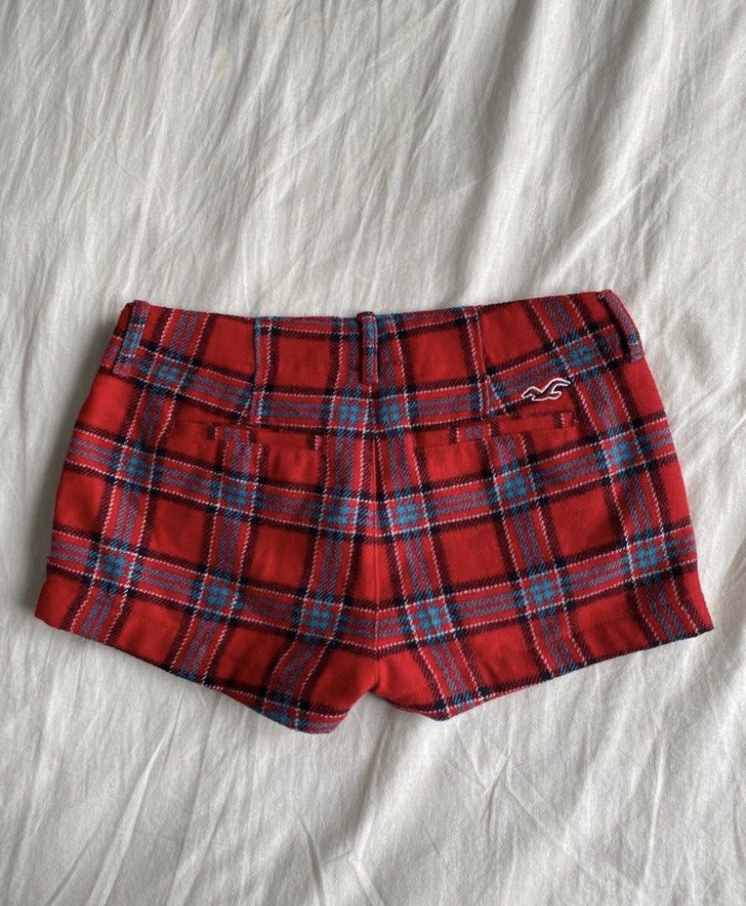 Red and black plaid shorts sale