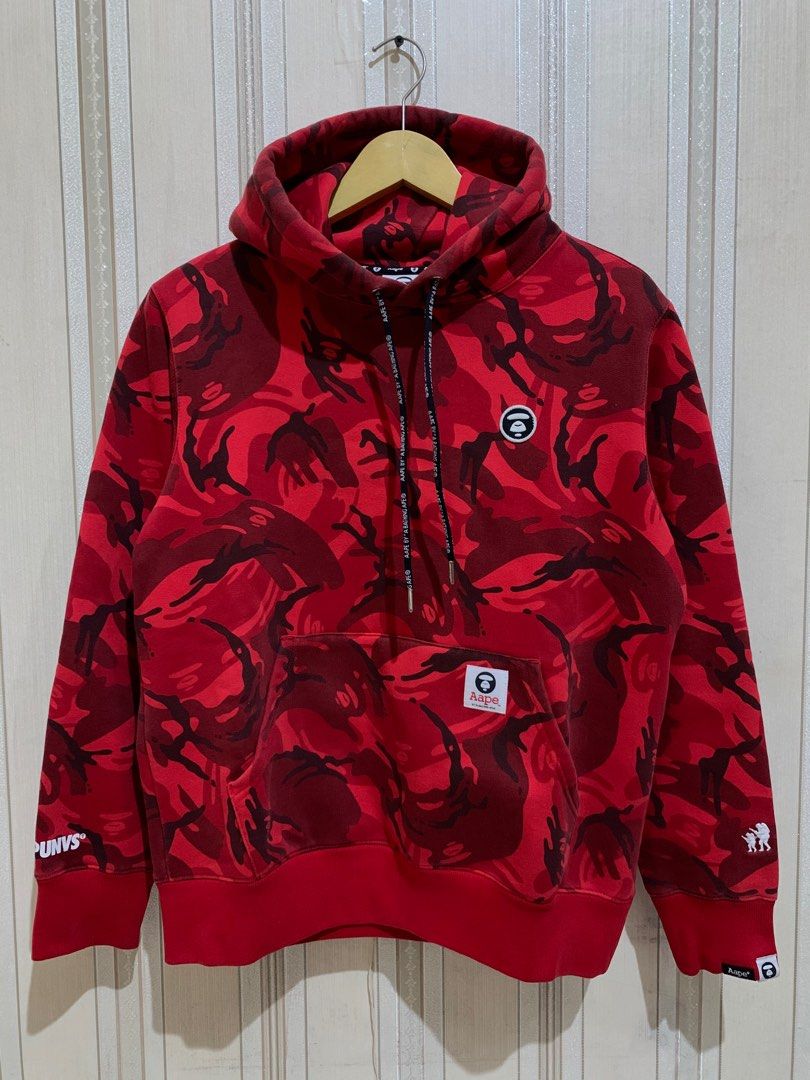 Aape red camo hoodie online